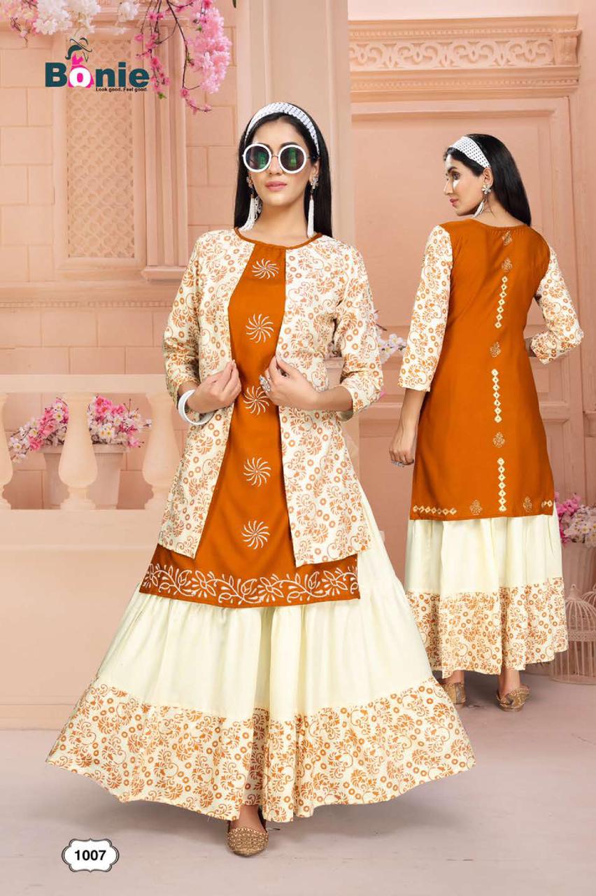 Bonie Chavi 2  Latest Fancy Regular Wear Rayon Printed Kurtis With Skirt Collection 